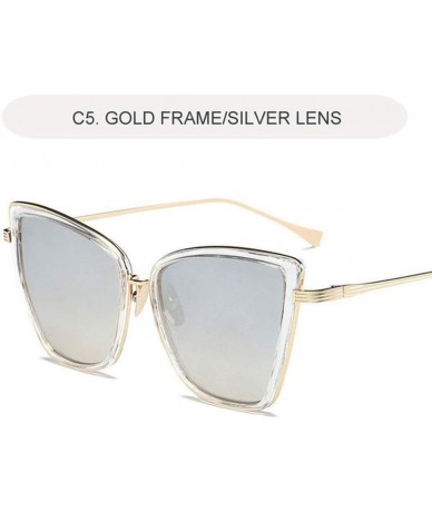 Cat Eye Cat Eye Sunglasses Women Vintage Metal Glasses for Women Mirror Retro Sun Woman Uv400 Women's Sunglasses - C2198O8LNQ...