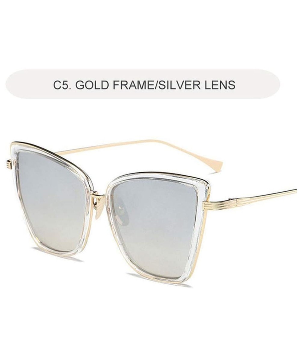 Cat Eye Cat Eye Sunglasses Women Vintage Metal Glasses for Women Mirror Retro Sun Woman Uv400 Women's Sunglasses - C2198O8LNQ...