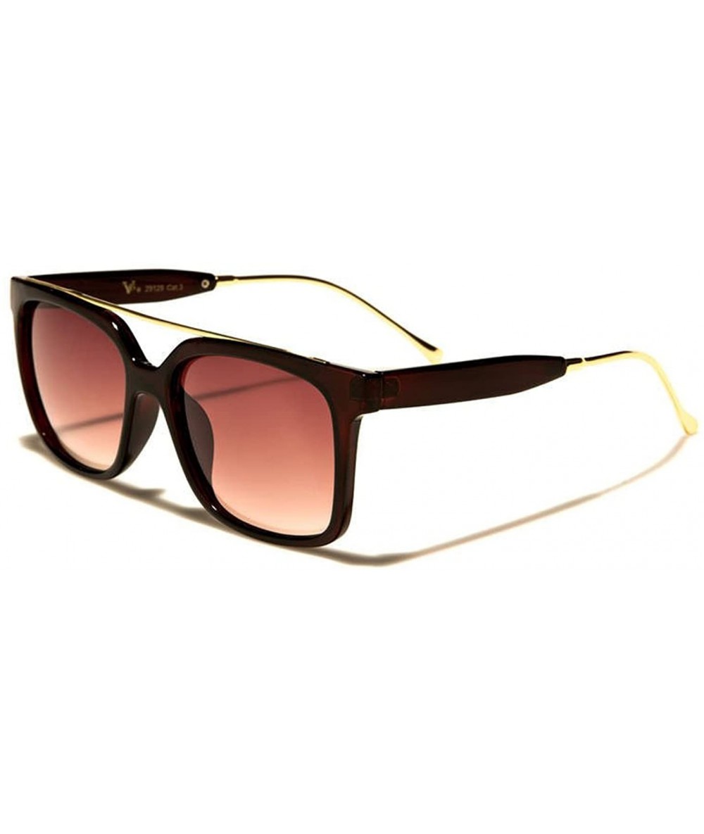 Rectangular Browline Rectangular Sunglasses - Brown - C918DNHDW7A $19.31