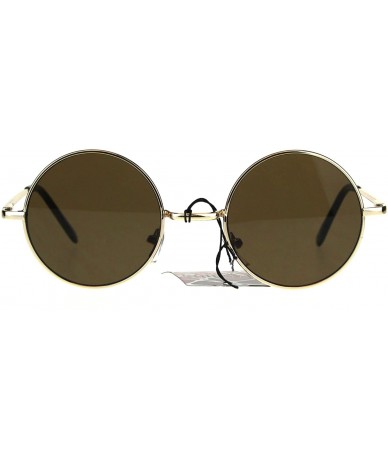 Round Flat Panel Classic Round Circle Lens Hippie 70s Sunglasses - Gold Brown - CP189LMAWZN $19.17