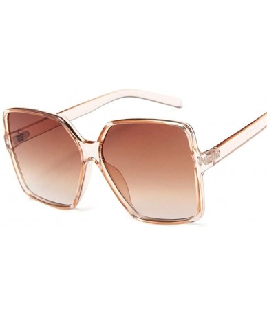 Square Oversized Sunglasses Transparent Gradient Glasses - Leopard Brown - CB199O0TSU7 $18.14