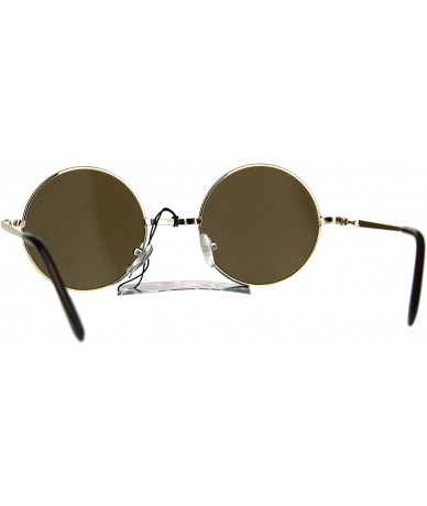 Round Flat Panel Classic Round Circle Lens Hippie 70s Sunglasses - Gold Brown - CP189LMAWZN $19.17