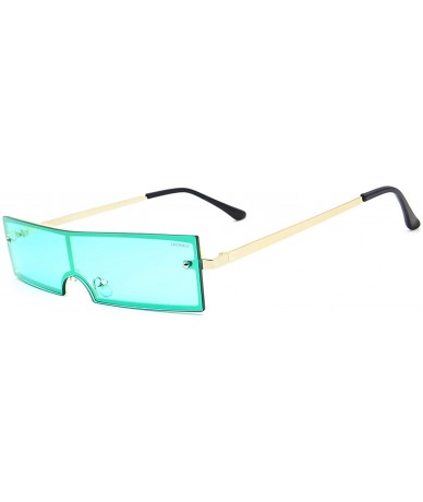 Oversized Women's Fashion Rectangular Sunglasses UV 400 Proctection - Golden Frame Green Lens - CG18S6IU5R7 $18.76