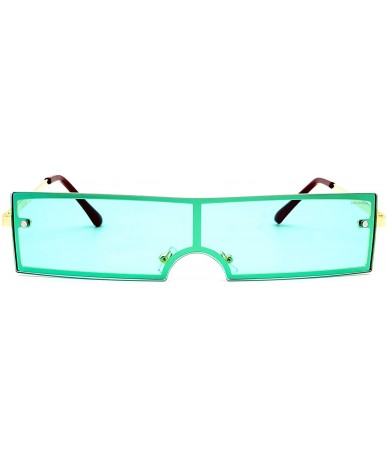 Oversized Women's Fashion Rectangular Sunglasses UV 400 Proctection - Golden Frame Green Lens - CG18S6IU5R7 $18.76