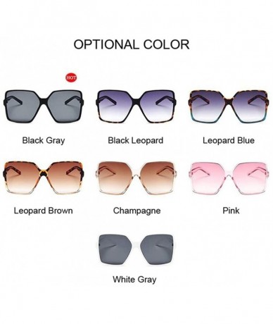 Square Oversized Sunglasses Transparent Gradient Glasses - Leopard Brown - CB199O0TSU7 $18.14