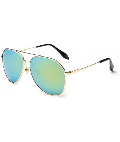 Aviator Unisex Mirrored Polarized Aviator Sunglasses Classic Retro Designer Uv400 60mm - Gold/Yellow - CI12EEU2UM9 $25.66