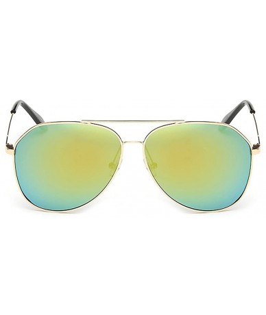 Aviator Unisex Mirrored Polarized Aviator Sunglasses Classic Retro Designer Uv400 60mm - Gold/Yellow - CI12EEU2UM9 $25.66