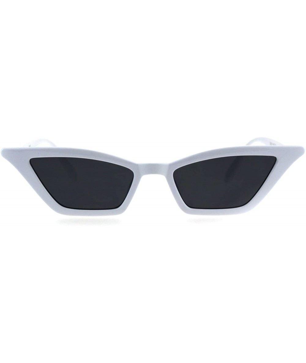 Cat Eye Womens Narrow Goth Cat Eye Vintage Retro Mod Sunglasses - White Black - CL18G7QZUL2 $18.86